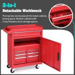 Winado 4-Drawer Rolling Tool Chest with Wheels & Lock, Tool Box with Large Storage Cabinet and Adjustable Shelf, Removable Portable Top Box for Garage, Warehouse, Factory (Red)