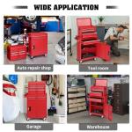 Winado 4-Drawer Rolling Tool Chest with Wheels & Lock, Tool Box with Large Storage Cabinet and Adjustable Shelf, Removable Portable Top Box for Garage, Warehouse, Factory (Red)