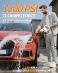 Cordless Pressure Washer Battery Powered; 1200PSI Cordless Power Washer with Brushless Motor, 4.0Ah Battery,6-in-1 Nozzle, 3 Power Level; Handheld Portable Pressure Washer Cordless (5022-1)