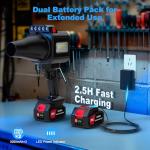 DEGGE Brushless Leaf Blower Cordless, Handheld Leaf Blowers with LED Work Light, Two Interchangeable Nozzles, Turbo Jet Blower for Lawn Care, Patio Cleaning, Garage Dust & Outdoor Use