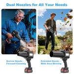 DEGGE Brushless Leaf Blower Cordless, Handheld Leaf Blowers with LED Work Light, Two Interchangeable Nozzles, Turbo Jet Blower for Lawn Care, Patio Cleaning, Garage Dust & Outdoor Use