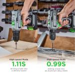 Lithitech Cordless Drill Set, 20V Power Drill with Battery 2.0Ah and Charger, 3/8-Inch Keyless Chuck Electric drill, 18+1 Position, 2 Variable Speed, 380 In-lb Torque (Green)
