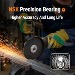 Brushless Angle Grinder Compatible with Dewalt 20V MAX Battery, 9600RPM Cordless Metal Grinder Tool, 4-1/2 Inch, w/4.0Ah Battery, Kickback Brake, 3 Vairable Speed, Slide Switch, Auxiliary Handle