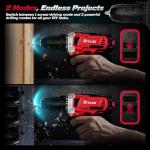 20V Cordless Drill Set,Electric Power Drill Cordless,Power Drill Drivers,Electric Screwdriver - 2.0Ah Batteries, 30Nm，21+1 Torque,2 Speed,34pcs Acessories,Built-in LED,Kit for Home,Red