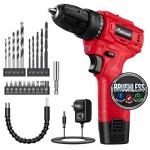 AVID POWER Brushless Power Drill Set, 2-Speed Control, 3/8-Inch Keyless Chuck & 25+1 Position, 12V Electric Drill Cordless Driver Kit with 2000mAh Battery, Charger and 22pcs Accessories