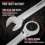 HORUSDY 24-Piece Ratcheting Wrench Set | Metric and SAE | Ratchet Combination Wrenches Set with Organizer | 72-Tooth | Chrome Vanadium Steel | 6-18 mm & 1/4” to 3/4“ (24-Piece)