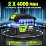 Leaf Blower Cordless,Battery Powered 800,000 RPM Electric Leaf Blower with 2 x 4.0Ah Battery and Charger Handheld Blowers for Lawn Care,Dust,Snow,Car Blowing Water with 2 Extended Nozzle