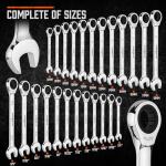 HORUSDY 24-Piece Ratcheting Wrench Set | Metric and SAE | Ratchet Combination Wrenches Set with Organizer | 72-Tooth | Chrome Vanadium Steel | 6-18 mm & 1/4” to 3/4“ (24-Piece)