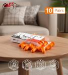 Tarantula 10 Pairs 33 NRR Soft Foam Ear Plugs, Noise Cancelling for Snoring, Loud Noise, Travel, Concerts, Construction, Studying, Work, Shooting – Disposable Hearing Protection, Orange