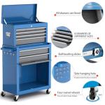 Tool Chest 8-Drawer | 42'' Large Rolling Tool Chest with Wheels | Detachable Top Metal Tool Box | Garage Storage Cabinet for Repair Room,Warehouse | Rolling Tool Box with Hooks,Liners,Tray Divider