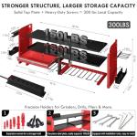 KSVO Power Tool Organizer Wall Mount with Drill Rack, Grinder Holder, Hammer & Pliers Rack, Locking Drawers, 6-Outlet Charging Shelf – Heavy Duty Metal Tool Storage for Garage, Workshop (Red)