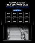 toolant 16pcs Extra Long Ratcheting Wrench Set, Offset Head Double Box-End Ratcheting Wrench Set, 8-24mm Metric Set, 90-Tooth and 4° Swing, with Storage Tray