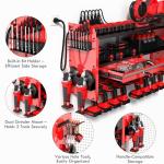 KSVO Power Tool Organizer Wall Mount with Drill Rack, Grinder Holder, Hammer & Pliers Rack, Locking Drawers, 6-Outlet Charging Shelf – Heavy Duty Metal Tool Storage for Garage, Workshop (Red)