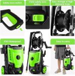 4800PSI Electric Pressure Washer- 4.0GPM High Power Washer with 33FT Hose Reel, 4 Spray Tips and Soap Bottle for Car Washing, Fence Cleaning, Patio Maintenance（Upgraded） (Green)