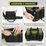 Heavy Duty Tool Bag 16-Inch, 46 Pockets Electrician Tool Bag for men with Hard Bottom & Waterproof Pocket, 1680D Tear-Proof Toolbox Organizer for HVAC Mechanic, Father Day Dad Birthday Gift