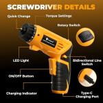 MulWark Electric Screwdriver Set, 4V Cordless Screwdriver with 46 Precision Driver Bit Set in Carrying Case Rechargeable 2-Position Handle, Powered Screwdriver Kit for Home Improvement, DIY Projects