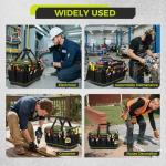 Heavy Duty Tool Bag 16-Inch, 46 Pockets Electrician Tool Bag for men with Hard Bottom & Waterproof Pocket, 1680D Tear-Proof Toolbox Organizer for HVAC Mechanic, Father Day Dad Birthday Gift