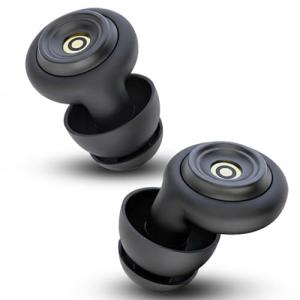 RHYMIRTH Noise Cancelling Earplugs for Sleep, Swimming, Travel, Concerts, Focus and Work, 50dB Noise Reduction Washable Silicone Ear Plugs with Filter Tech, 5 Pairs of Ear Tips & Carrying Case(Black)