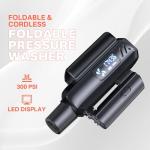 Heliwoo Portable Pressure Washer Gun, Foldable Cordless Pressure Washer Sprayer with 5-in-1 Nozzle, Type-C Charging, 16 FT Hose, for Camping, Bicycles, and Patio