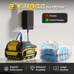 VERVEWAVE Leaf Blower with 2 X 4.0Ah Battery and Charger, 20V Cordless Blower for Lawn Care, & House Cleaning, 980,000 RPM Jet Blower, Extended Nozzle & Earbuds Included, Yellow