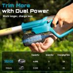 SEESII Pole Hedge Trimmer Cordless: Electric Bush Trimmer Tool for Yard - 16" Dual-Action Blade, Detachable Telescoping Pole, Dual 4.0Ah Battery, Powerful Branches Cutter for Tree & Shrubs Pruning