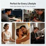 RHYMIRTH Noise Cancelling Earplugs for Sleep, Swimming, Travel, Concerts, Focus and Work, 50dB Noise Reduction Washable Silicone Ear Plugs with Filter Tech, 5 Pairs of Ear Tips & Carrying Case(Black)