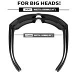 WISTON XL Z87 Sunglasses for Big Wide Heads Men Women,TR90 Ultralight UV400 Protection Sun Glasses Z8234 Dark Black