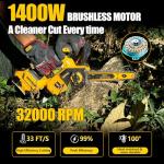 8 inch Chainsaw for Dewalt 20V MAX Battery, 2026 Upgraded Cordless Brushless Pruning Chainsaw with Oiling System & Chain Brake, Battery Powered for Wood Cutting (4.0Ah Battery Included)