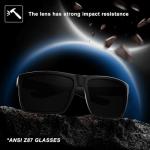 WISTON XL Z87 Sunglasses for Big Wide Heads Men Women,TR90 Ultralight UV400 Protection Sun Glasses Z8234 Dark Black