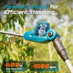 SEESII Pole Hedge Trimmer Cordless: Electric Bush Trimmer Tool for Yard - 16" Dual-Action Blade, Detachable Telescoping Pole, Dual 4.0Ah Battery, Powerful Branches Cutter for Tree & Shrubs Pruning