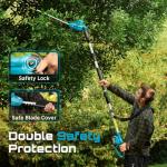 SEESII Pole Hedge Trimmer Cordless: Electric Bush Trimmer Tool for Yard - 16" Dual-Action Blade, Detachable Telescoping Pole, Dual 4.0Ah Battery, Powerful Branches Cutter for Tree & Shrubs Pruning