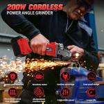 Angle Grinder 4-1/2" Cordless for Milwaukee 18V/M18 Battery, 6 Variable Speed Power Grinder, Brushless Angle Grinder Power Tools For Cutting Grinding Polishing (Tool Only)