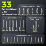 ELEGOO 33-in-1 Electric Screwdriver Set with LED and Magnetic Bits, Type-C Rechargeable 1500mAh Battery, Precision Power Tool Kit for 3D Printer Maintenance, Small Electronics Repairs, Engineers, DIY