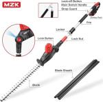 MZK 20V MAX 23-inch Cordless Pole Hedge Trimmer Attachment, 8-Feet Reach, Electric Hedge Trimmer with Extension Pole, Multi-Angle (Two Batteries and Charger Included)