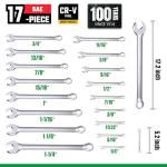 SK Combination Wrench Set, SAE 1/4" to 1-1/4", Metric 6 to 32mm, 42-Piece, SuperKrome Finish, Premium CR-V Construction, with Rolling Pouch