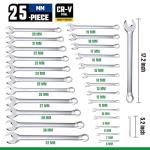SK Combination Wrench Set, SAE 1/4" to 1-1/4", Metric 6 to 32mm, 42-Piece, SuperKrome Finish, Premium CR-V Construction, with Rolling Pouch