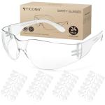 TICONN 24 Clear Safety Glasses for Men, Safety Goggles with Scratch Impact Resistant Meets ANSI Z87.1 Standard (24 Pack)