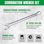 SK Combination Wrench Set, SAE 1/4" to 1-1/4", Metric 6 to 32mm, 42-Piece, SuperKrome Finish, Premium CR-V Construction, with Rolling Pouch