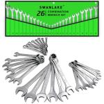 SWANLAKE 26PCS Combination Wrench Set with Roll-up Pouch, wrench set metric and standard, SAE 1/4” - 1” and Metric 8mm - 24mm