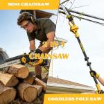 2 in 1 Cordless 6&8 inch Pole Saw & Mini Chainsaw,21V Battery Powered Brushless Electric Tree Trimmer with Extension Pole, 2×4000mAh Batteries,Lightweight Handheld Pruner