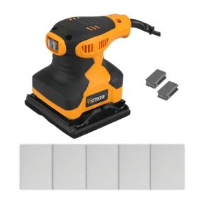Hoteche 240W Palm Sander, 110X100mm Square Sander with 14500rpm, Yellow, Color Box Packaging