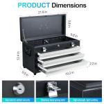 3 Drawer Tool Box Heavy Duty Metal with Lock, Portable Tool Chest Organizer for Workshop, Garage, DIY Office Storage