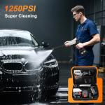 Cordless Pressure Washer Battery Powered,Portable Power Washer with 2pcs 4.5Ah Battery&Charger & 6-in-1 Nozzle,2 Power Level & on/Off Button,Handheld Pressure Washer for Car,Home,Garden Patio (8.5m)