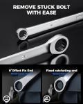 toolant 10mm Extra Long Ratcheting Wrench, Offset Head Double Box-End Ratcheting Wrench, Metric, 90-Tooth and 4° Swing, with Storage Tray
