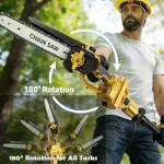 2 in 1 Cordless 6&8 inch Pole Saw & Mini Chainsaw,21V Battery Powered Brushless Electric Tree Trimmer with Extension Pole, 2×4000mAh Batteries,Lightweight Handheld Pruner