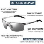 TJUTR Mens Photochromic Sunglasses Day & Night Driving Z87 Sun Glasses Polarized UV400 Protection Safety Glasses