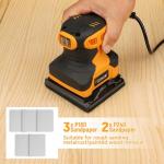 Hoteche 240W Palm Sander, 110X100mm Square Sander with 14500rpm, Yellow, Color Box Packaging