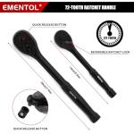 EMENTOL 189-Piece Impact Socket Set, 1/4" & 3/8" Drive Metric and SAE Sizes, CR-V Steel, Includes Deep & Shallow Sockets, Ratchets, Bits, Extensions, Spark Plug Socket & More, with Plastic Tool Case