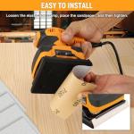 Hoteche 240W Palm Sander, 110X100mm Square Sander with 14500rpm, Yellow, Color Box Packaging