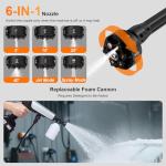 Cordless Pressure Washer Battery Powered,Portable Power Washer with 2pcs 4.5Ah Battery&Charger & 6-in-1 Nozzle,2 Power Level & on/Off Button,Handheld Pressure Washer for Car,Home,Garden Patio (8.5m)